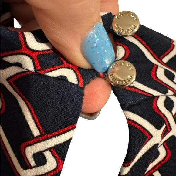 Tommy Hilfiger Navy  Geometric Knot Blouse  MEDIUM   #7 - Picture 6 of 8